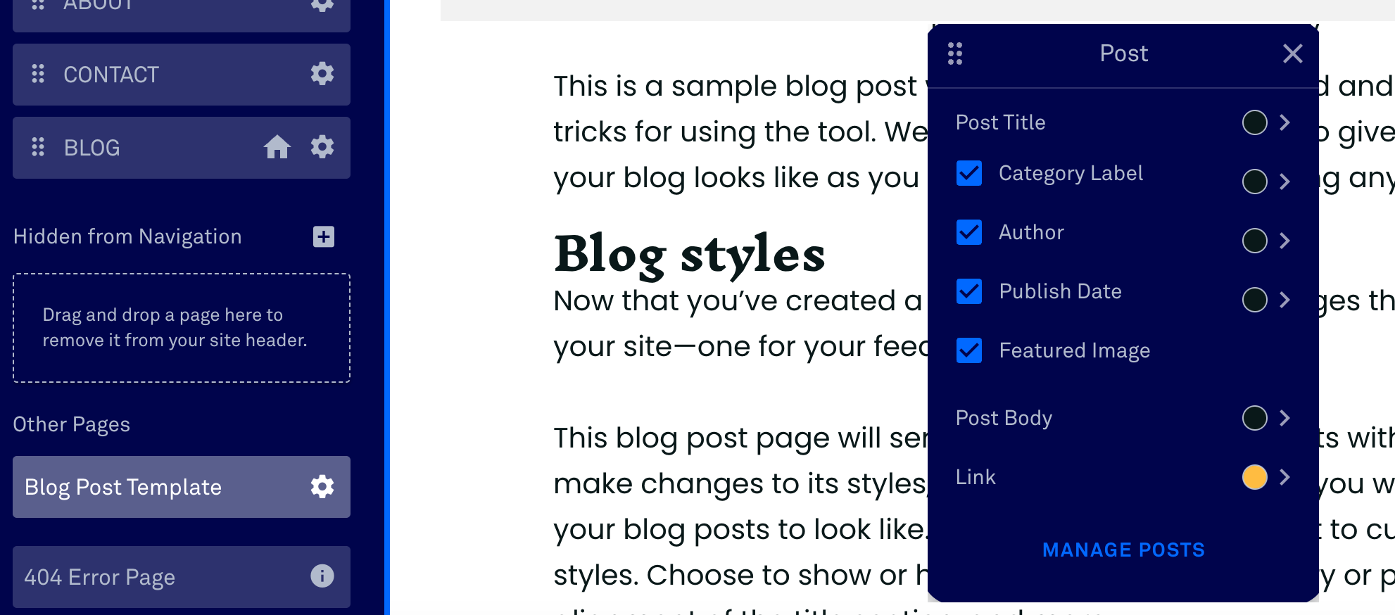 Blogs Post Template Post Widget